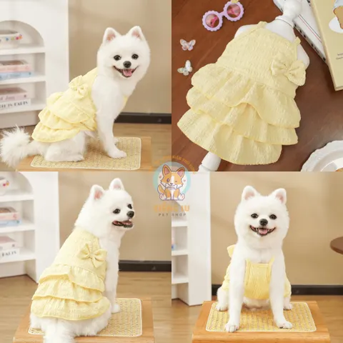 Váy Nơ Bèo Xòe Tầng (Tặng kẹp nơ) cho thú cưng - Áo, váy cho chó mèo, thú cưng - Ziềng iu Petshop