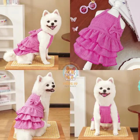 Váy Nơ Bèo Xòe Tầng (Tặng kẹp nơ) cho thú cưng - Áo, váy cho chó mèo, thú cưng - Ziềng iu Petshop