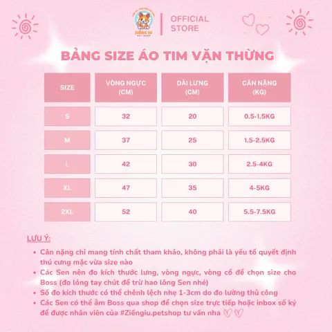 Áo Trái Tim Gân Vặn Thừng (Tặng kẹp nơ) cho thú cưng - Áo, váy cho chó mèo, thú cưng - Ziềng iu Petshop