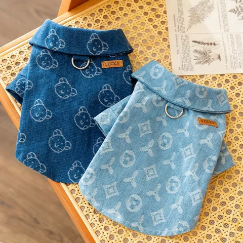 Áo sơmi jeans/denim Lucky cho pet - Áo, váy cho chó mèo, thú cưng - Ziềng iu Petshop