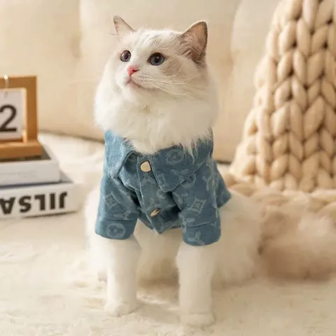 Áo sơmi jeans/denim Lucky cho pet - Áo, váy cho chó mèo, thú cưng - Ziềng iu Petshop