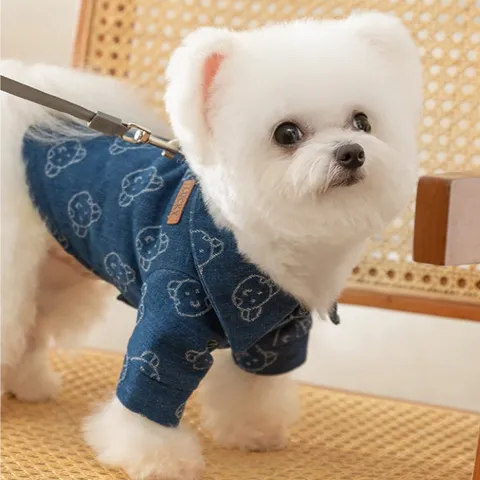 Áo sơmi jeans/denim Lucky cho pet - Áo, váy cho chó mèo, thú cưng - Ziềng iu Petshop