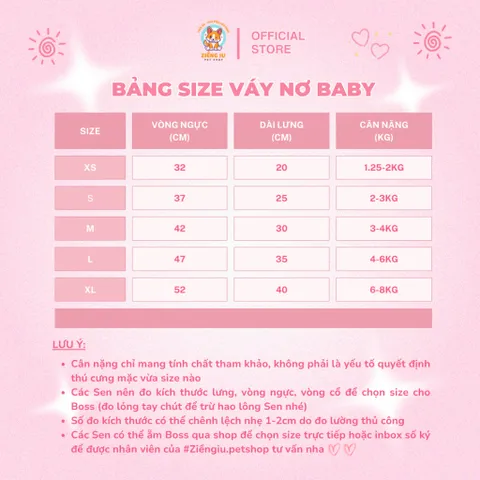Váy Nơ Baby (Tặng kẹp nơ) cho thú cưng - Áo, váy cho chó mèo, thú cưng - Ziềng iu Petshop