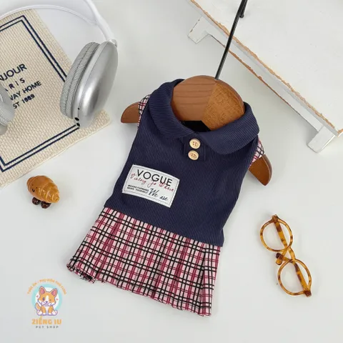 Áo/Váy Học Đường Thanh Lịch (Tặng kẹp nơ) cho thú cưng - Áo, váy cho chó mèo, thú cưng - Ziềng iu Petshop