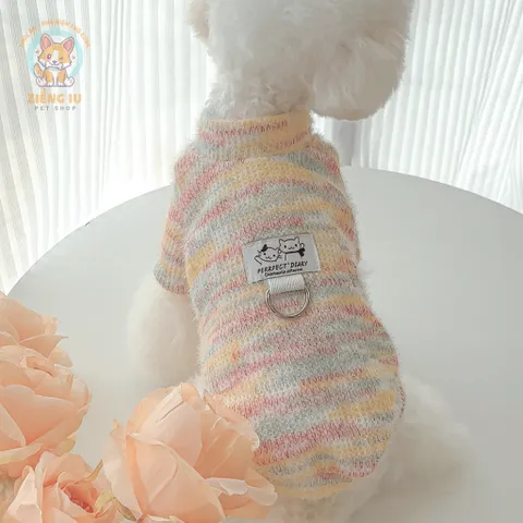 Áo Nỉ Len Lông Thỏ Rainbow (Tặng kẹp nơ) cho thú cưng - Áo, váy cho chó mèo, thú cưng - Ziềng iu Petshop
