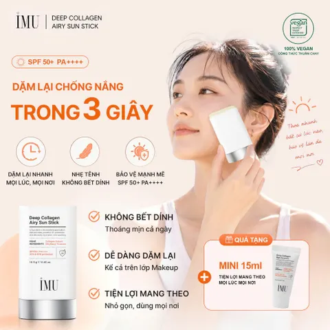 Sáp Chống Nắng Vegan Thỏi IMU Deep Collagen Sun Stick 18.5g SPF50+ PA++++,Kiềm Dầu, Cấp Ẩm, Mỏng Nhẹ