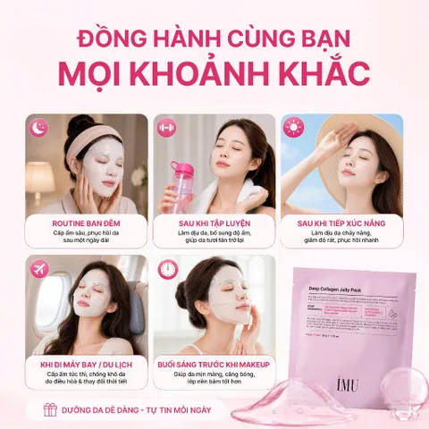 Combo 10 Hộp Mặt Nạ Thạch IMU Deep Collagen Jelly Pack Cấp Ẩm Phục Hồi Dưỡng Sáng Ngừa Lão Hóa Mờ Nhăn