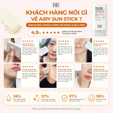 Sáp Chống Nắng Vegan Thỏi IMU Deep Collagen Sun Stick 18.5g SPF50+ PA++++,Kiềm Dầu, Cấp Ẩm, Mỏng Nhẹ