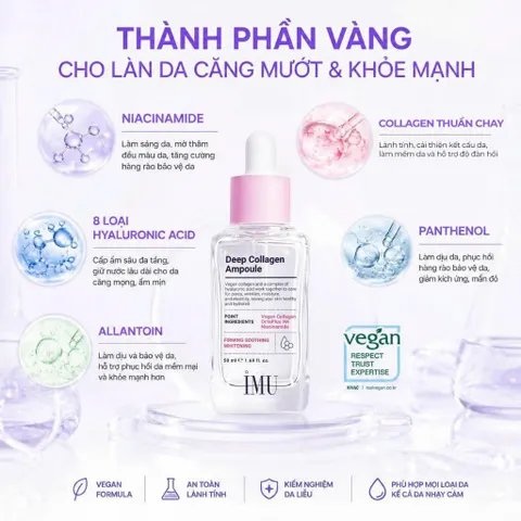 Tinh Chất Serum Phục Hồi IMU Deep Collagen Ampoule Cấp Ẩm Sâu Đa Tầng & Phục Hồi Da Tổn Thương 50ml