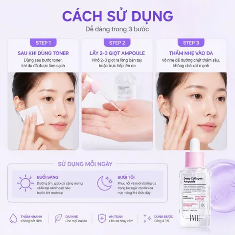 Tinh Chất Serum Phục Hồi IMU Deep Collagen Ampoule Cấp Ẩm Sâu Đa Tầng & Phục Hồi Da Tổn Thương 50ml