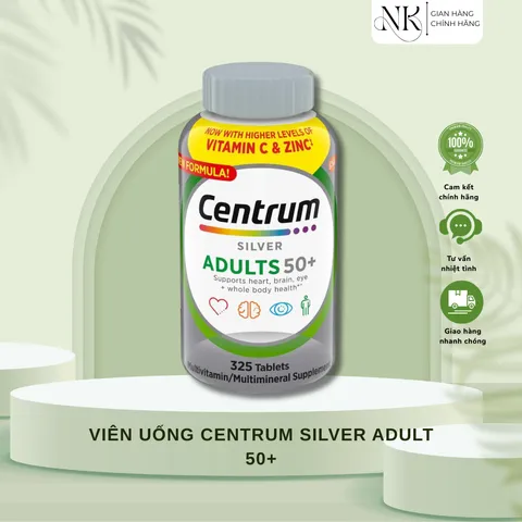 (HÀNG CHÍNH HÃNG MỸ) VIÊN UỐNG VITAMIN TỔNG HỢP CHO NAM VÀ NỮ TRÊN 50 CENTRUM SILVER ADULT 50+ 325 viên