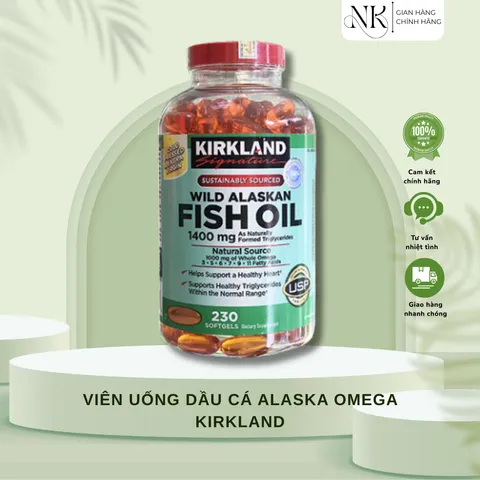 ( HÀNG CHÍNH HÃNG MỸ) VIÊN UỐNG DẦU CÁ ALASKA OMEGA KIRKLAND 1400mg 230 viên
