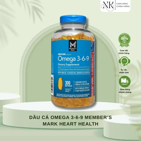 (HÀNG CHÍNH HÃNG MỸ) VIÊN UỐNG OMEGA 3-6-9 MEMBER’S MARK HEART HEALTH 300 viên