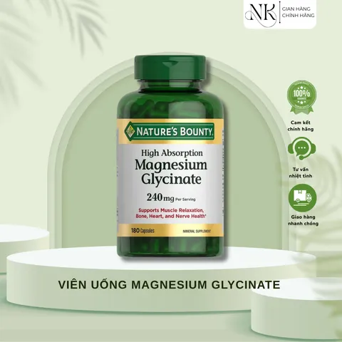 (HÀNG CHÍNH HÃNG MỸ) VIÊN UỐNG MAGNESIUM GLYCINATE 240MG NATURE'S BOUNTY 180 viên