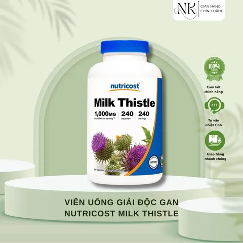 (HÀNG CHÍNH HÃNG MỸ) VIÊN UỐNG BỔ TRỢ CHỨC NĂNG GAN NUTRICOST MILK THISTLE 240 viên