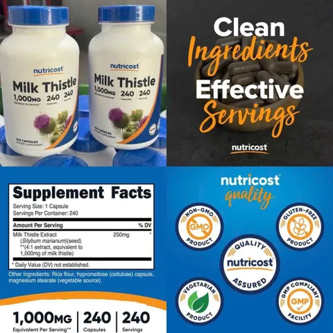 (HÀNG CHÍNH HÃNG MỸ) VIÊN UỐNG BỔ TRỢ CHỨC NĂNG GAN NUTRICOST MILK THISTLE 240 viên