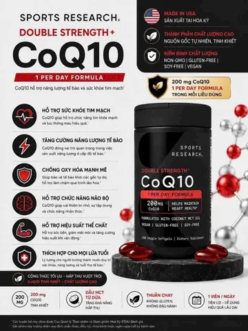 (HÀNG CHÍNH HÃNG MỸ) VIÊN UỐNG CoQ10 SPORT RESEARCH 200mg 150 viên