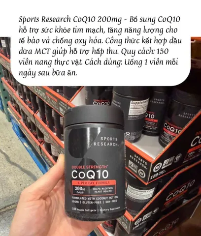 (HÀNG CHÍNH HÃNG MỸ) VIÊN UỐNG CoQ10 SPORT RESEARCH 200mg 150 viên