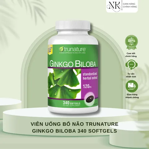 (HÀNG CHÍNH HÃNG MỸ) VIÊN UỐNG BỔ NÃO TRUNATURE GINKGO BILOBA 120MG 340 viên