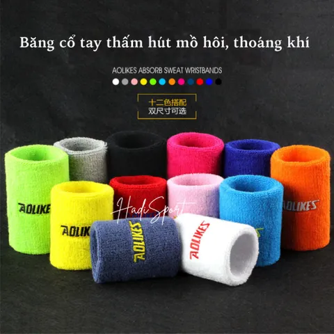 XẢ KHO Băng cổ tay Aolikes băng tay cầu lông yoga tennis pic dài 12cm thấm hút mồ hôi mã A-0235 (1 chiếc)