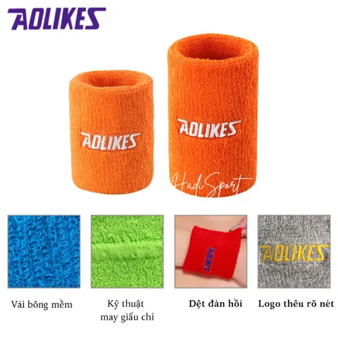 XẢ KHO Băng cổ tay Aolikes băng tay cầu lông yoga tennis pic dài 12cm thấm hút mồ hôi mã A-0235 (1 chiếc)