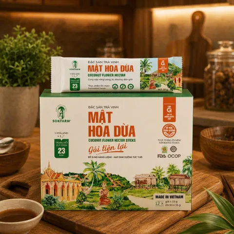 Thanh lý HSD Tháng 2/2027 Mật hoa dừa cô đặc organic Sokfarm hộp 12 gói
