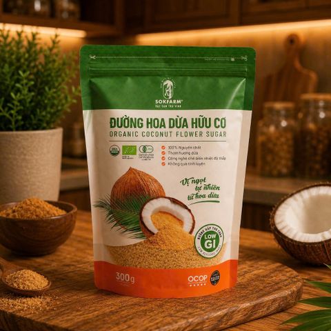 Đường Hoa Dừa Sokfarm 300g - đường hữu cơ không chất bảo quản