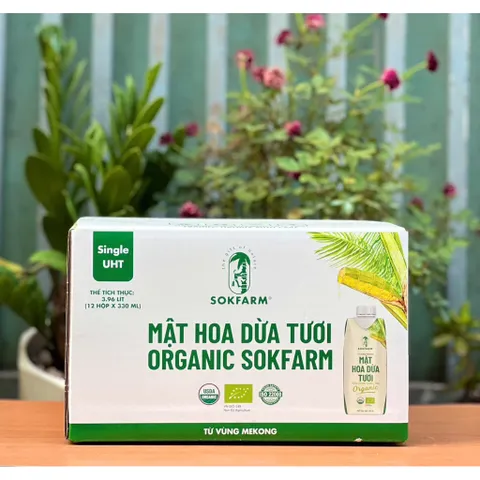 Mật hoa dừa tươi Sokfarm tiệt trùng UHT 330ml