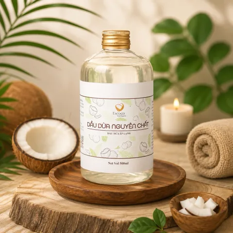 Dầu dừa ép lạnh Escoco 500ml (có nhiều mùi dầu, anh chị cần dầu dừa ít mùi xin mời đặt dầu dừa tách lạnh ly tâm) 802299