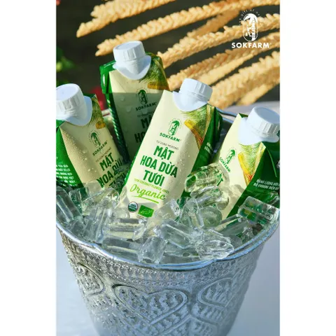 Mật hoa dừa tươi Sokfarm dòng tiệt trùng hộp 330ml nước giải khát thay thế nước ngọt 802306