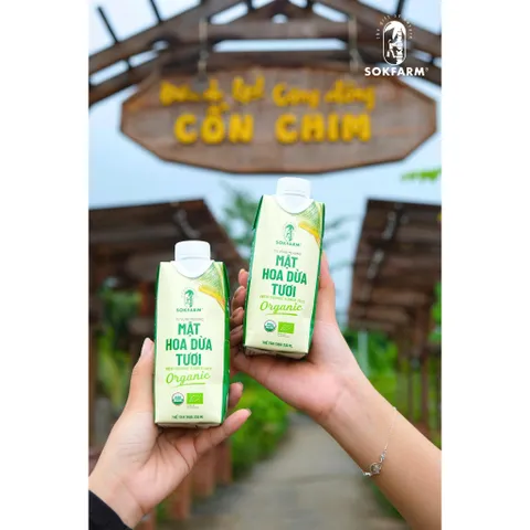 Mật hoa dừa tươi Sokfarm dòng tiệt trùng hộp 330ml nước giải khát thay thế nước ngọt 802306
