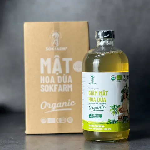 Giấm mật hoa dừa Sokfarm 500ml - giấm hữu cơ của Việt Nam