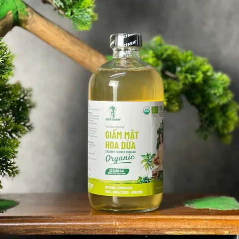 Giấm mật hoa dừa Sokfarm 500ml - giấm hữu cơ của Việt Nam