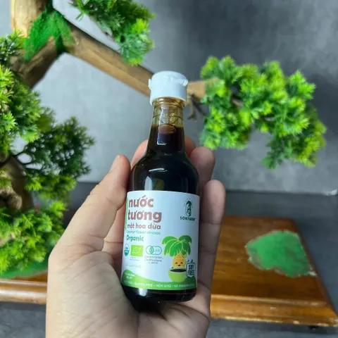 [Size mini 60ml] Nước tương mật hoa dừa Organic Sokfarm dòng ít muối (nắp xanh) 802317