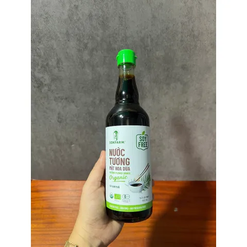 Size 500ml nước tương mật hoa dừa Sokfarm không chứa đậu nành