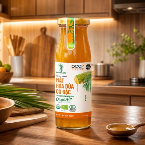 Size 250g mật hoa dừa cô đặc Sokfarm - gia vị hữu cơ