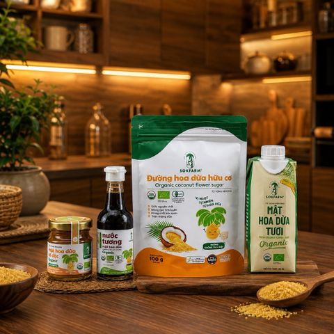 Combo 4 sản phẩm mật hoa dừa Sokfarm size nhỏ dùng thử