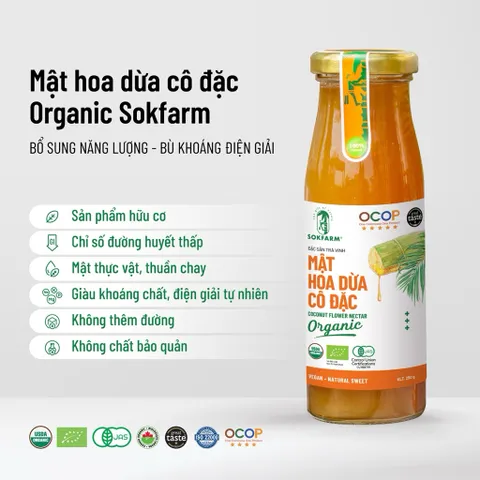Size 250g mật hoa dừa cô đặc Sokfarm - gia vị hữu cơ