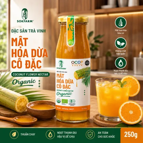Size 250g mật hoa dừa cô đặc Sokfarm - gia vị hữu cơ