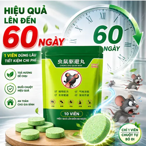 (ComBo 5 gói ) 10 Viên Đuổi Chuột Thảo Mộc Dạng Nén Xua Chuột, Côn Trùng An Toàn Thú Cưng Dùng Cho Nhà Kho Bếp Gara, Ô Tô -