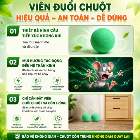 (ComBo 5 gói ) 10 Viên Đuổi Chuột Thảo Mộc Dạng Nén Xua Chuột, Côn Trùng An Toàn Thú Cưng Dùng Cho Nhà Kho Bếp Gara, Ô Tô -