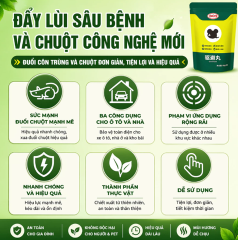 (ComBo 5 gói ) 10 Viên Đuổi Chuột Thảo Mộc Dạng Nén Xua Chuột, Côn Trùng An Toàn Thú Cưng Dùng Cho Nhà Kho Bếp Gara, Ô Tô -