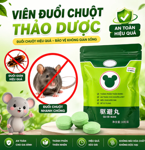 (ComBo 5 gói ) 10 Viên Đuổi Chuột Thảo Mộc Dạng Nén Xua Chuột, Côn Trùng An Toàn Thú Cưng Dùng Cho Nhà Kho Bếp Gara, Ô Tô -