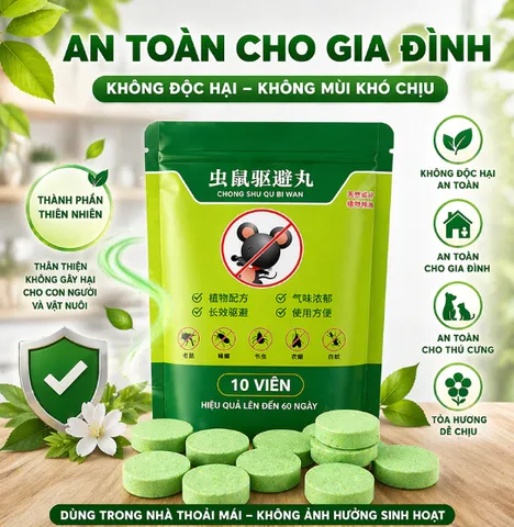 (ComBo 5 gói ) 10 Viên Đuổi Chuột Thảo Mộc Dạng Nén Xua Chuột, Côn Trùng An Toàn Thú Cưng Dùng Cho Nhà Kho Bếp Gara, Ô Tô -