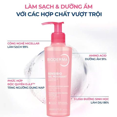 Sữa Rửa Mặt Dạng Gel Bioderma Cho Da Nhạy Cảm Sensibio Gel Moussant 200ml [hàng nhập khẩu]