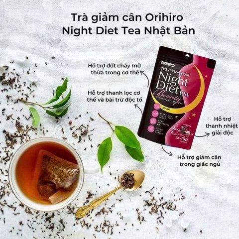 Trà giảm cân Collagen NIGHT DIET TEA Orihiro 16 túi lọc (Hồng) 802380