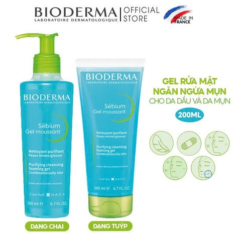 Sữa Rửa Mặt Tạo Bọt Cho Da Hỗn Hợp Và Da Dầu Bioderma Sebium Gel Moussant 200ml [hàng nhập khẩu]