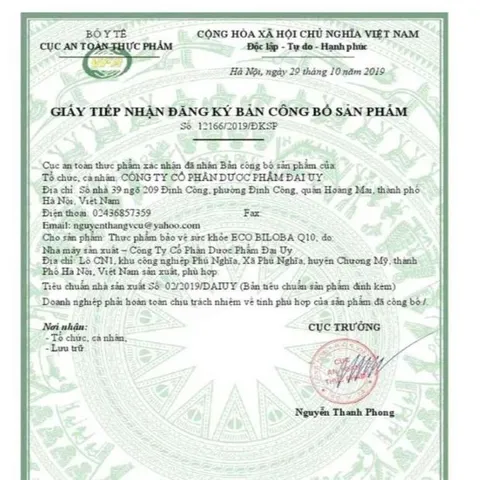 Eco Biloba Q10 Đại Uy hộp 100 viên giúp tăng cường tuần hoàn não