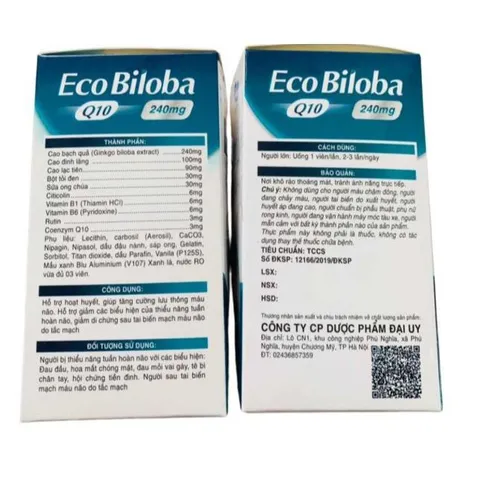Eco Biloba Q10 Đại Uy hộp 100 viên giúp tăng cường tuần hoàn não