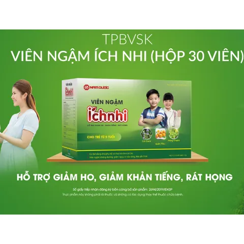 Viên ngậm ho Ích Nhi hỗ trợ làm giảm các triệu chứng ho khan, ho có đờm